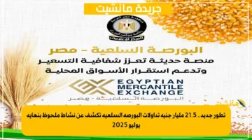 تطور جديد.. 21.5 مليار جنيه تداولات البورصة السلعية تكشف عن نشاط ملحوظ بنهاية يوليو 2025 1